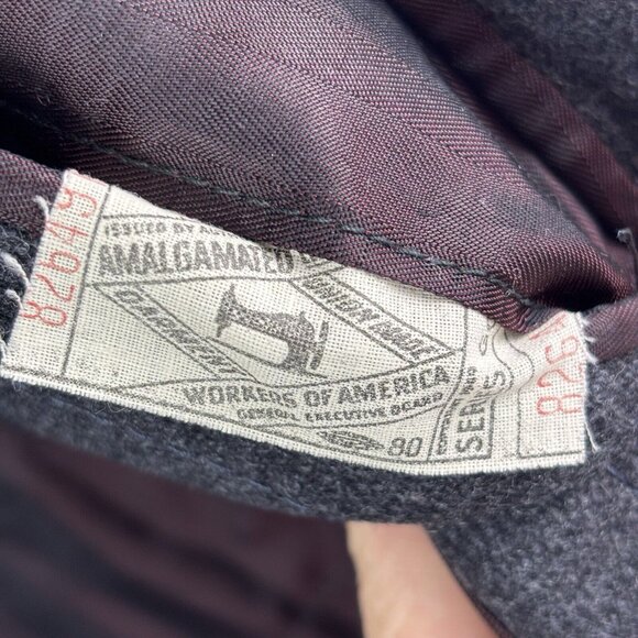 Vintage Mens Overcoat M Gray 60s John Gregory Union burgundy lining Wool blend - Picture 9 of 17